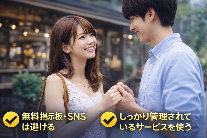 安全な出会い系の使い方で、安心して出会える男女のイメージ