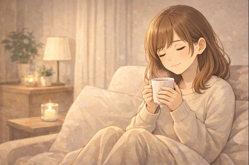 自分の気持ちを受け入れて少しずつ回復していく女性のイラスト